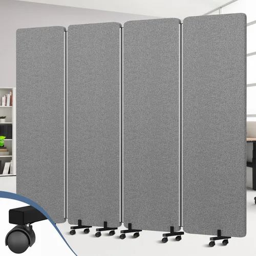 Vista 20 de Divisor de ambientes insonorizado, panel de privacidad con ruedas, divisor de pared de 4 paneles (marco de aluminio) para división de habitaciones