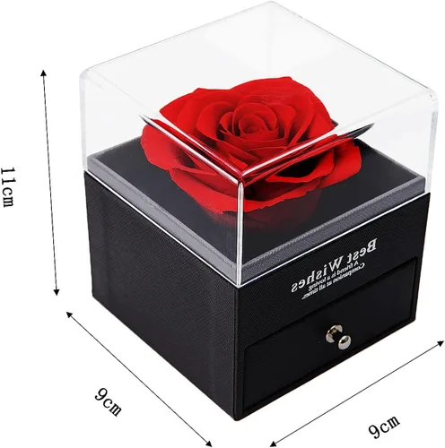 Vista 3 de Hyindoor Collar con 100 idiomas diseño de rosa eterna caja de joyería de flores eternas regalo de cumpleaños día de San Valentín cumpleaños día