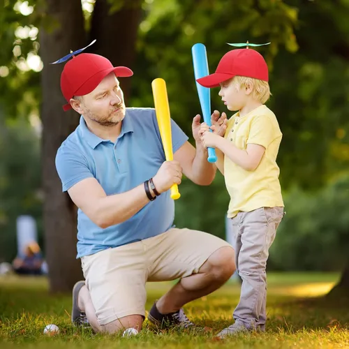 Vista 5 de Paquete de 2 gorras de béisbol para adultos, color arcoíris brillante, con 4 libélulas de bambú reemplazables