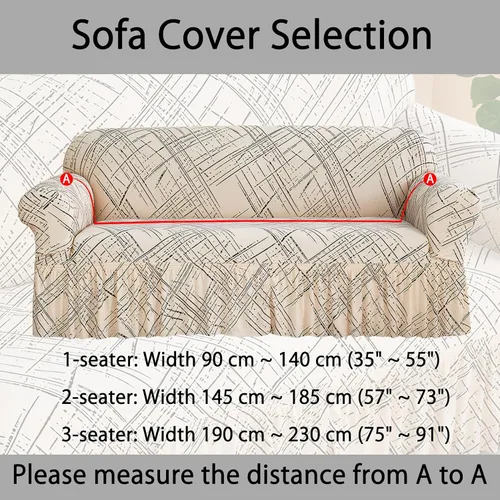 Vista 6 de Funda estampada para sofá biplaza de fácil ajuste, antideslizante, lavable, elástica, protector de muebles moderno, a la moda, línea beige