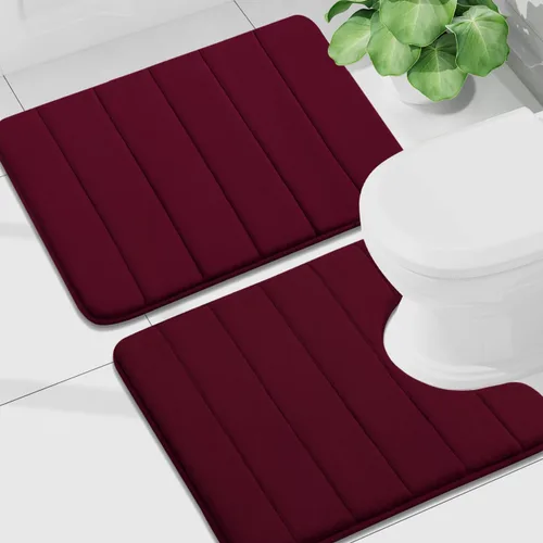 Vista 37 de Buganda Juego de 2 alfombras y tapetes de baño de espuma viscoelástica, lavables a máquina, suaves, antideslizantes, absorbentes, para baño, ducha
