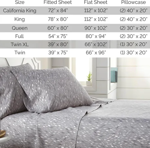 Vista 111 de Southshore Fine Living, Inc. Colección Winter Brush, juego de sábanas de 3 piezas para cama individual, sábana bajera con bolsillo profundo de 14