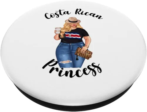 Vista 2 de Blonde Costa Rican Princess Princesa Loves Coffee Cafe Hoops PopSockets Swappable PopGrip