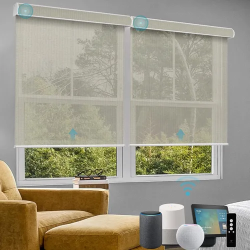 Vista 49 de SmartWings Persianas Motorizadas con Filtro de Luz, Compatible con Matter Thread Homekit Z-Wave Alexa Google, Persianas con 70% de Opacidad Safari