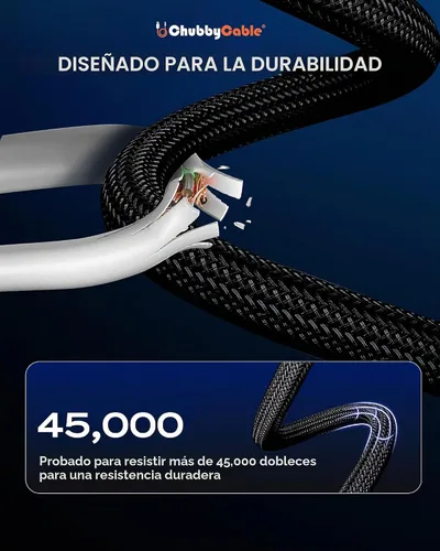 Vista 4 de chubbycable Cable de carga en espiral trenzado USB C a C 240W, naranja, 6
