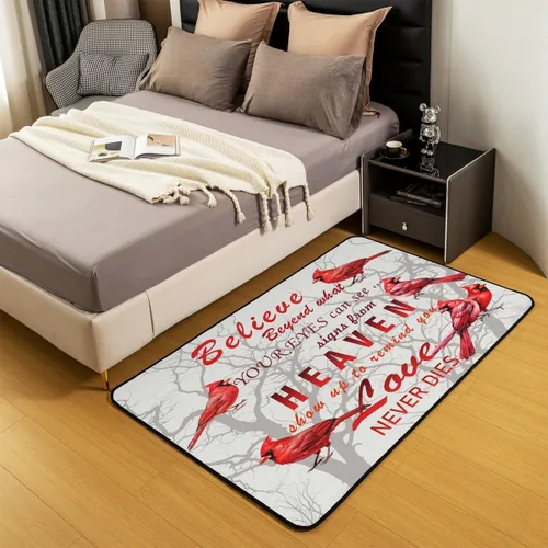 Vista 5 de Cardinal Bird - Alfombra decorativa de 3 x 5 pulgadas, diseño de pájaros rojos, para dormitorio, niñas, niños, ramas de árboles, alfombra decorativa