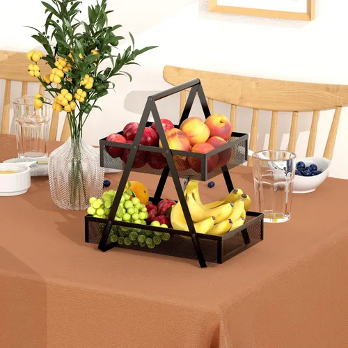 Vista 5 de EKNITEY Organizador de aperitivos escalonado para encimera, organizador de encimera de cocina de metal, pequeña estación de café para el hogar