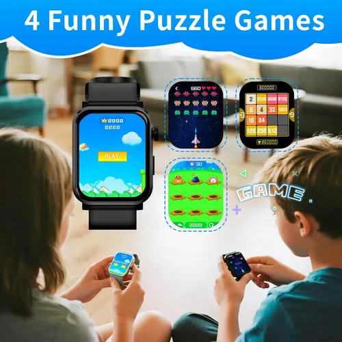Vista 4 de EZON Reloj inteligente para niños y niñas, reloj HD de 1.83 pulgadas con función de llamada, juegos, podómetro, frecuencia cardíaca, SpO2, monitor