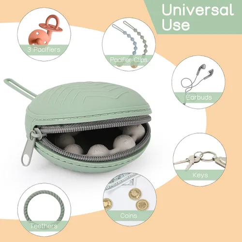 Vista 6 de Paquete de 2 fundas de silicona para chupón, sin BPA, para bebés, niños y niñas, contenedor portátil y apto para lavavajillas, para uso sobre
