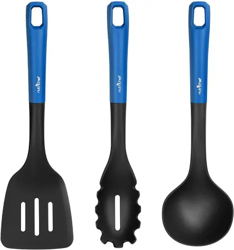 Vista 2 de Juego de utensilios de cocina de cocina, incluye cucharón de sopa, tenedor de pasta y espátula, funciona con modelos: NCCW11BL y NCCW11BD