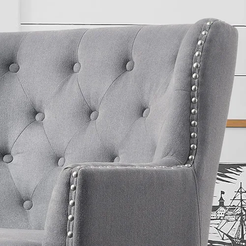 Vista 4 de Rosevera Silla decorativa con juego otomano, sillón tapizado moderno de mediados de siglo para sala de estar o dormitorio, cómoda silla de lectura