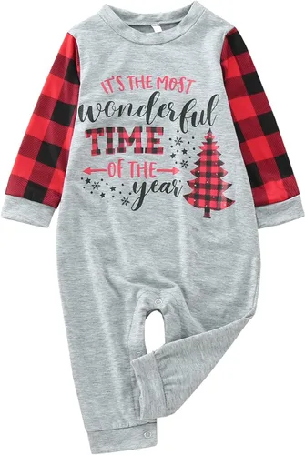 Vista 7 de Somacperiy Pijamas de Navidad a juego para la familia, conjuntos de pijamas de alce, Papá Noel, árbol de Navidad, lindo y divertido juego de pijamas