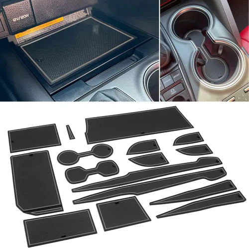 Vista 7 de Para Toyota Camry Accessories 2018 2019 2020 2021 2022 2023 2024 Inserto de portavasos personalizado, organizador de consola central, tapete de Negro