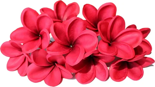 Vista 9 de 10 flores artificiales de plumeria con tallo, albaricoque