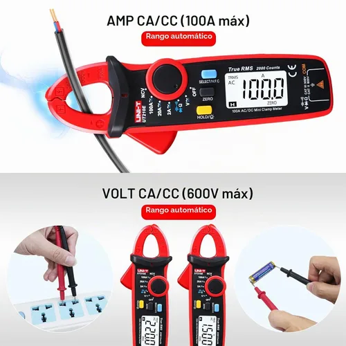 Vista 4 de UNI-T Multímetro de pinza digital UT210e AC DC Amp Meter, True RMS, 2000 Counts Voltmeter, Continuity Tester Capacitor, HVAC Tool Multi Tester