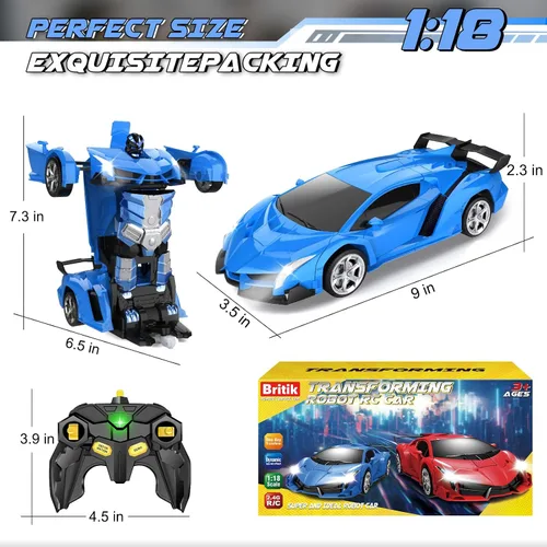 Vista 9 de Transform - Coche de juguete a control remoto para niños de 4 a 8 años, auto a control remoto para niños de 4 a 7 años, autos transformables
