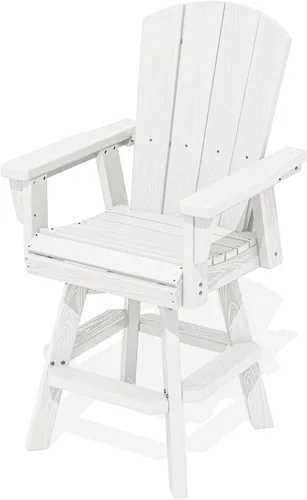 Vista 22 de SERWALL Silla de bar Adirondack giratoria de HDPE, taburetes de bar giratorios para exteriores, silla Adirondack de balcón para bistro, piscina