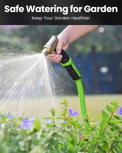 Vista 6 de RAINPOINT Manguera de jardín líder corta de 1.5 metros - Manguera de agua ligera con asa giratoria - Flexible, resistente, de goma híbrida
