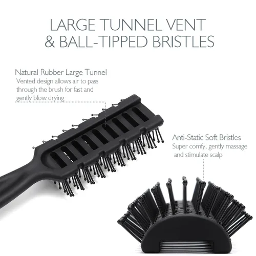 Vista 2 de Baasha Cepillo para el cabello, cepillo ventilado para secar con soplado, cepillo de pelo corto para hombre con cerdas con punta de bola, mejor