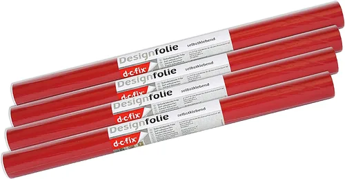 Vista 2 de d-c-fix 346-0637-4PK - Película autoadhesiva decorativa, color rojo mate, rollo de 17 x 78 pulgadas, paquete de 4