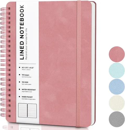 Vista 9 de Cuaderno rayado en espiral, cuaderno en espiral A4, 8.5 x 11 pulgadas, papel grueso de 100 GSM, cuadernos de diario encuadernados en espiral