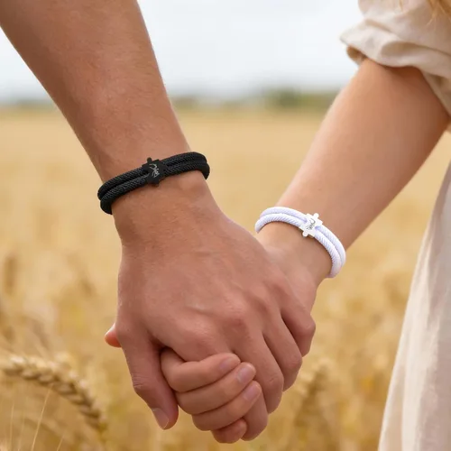 Vista 2 de Pulseras para parejas para él y ella: To My Love His Hers Pinky Promise - Juego de pulseras de cuerda a juego para hombres, mujeres, novio, novia