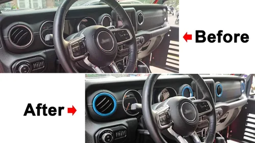 Vista 2 de auovo - Anillo para salida de ventilación de aire acondicionado para interior, compatible con Wrangler JL 2018-2023 Gladiator JT 2020-2023, cubierta