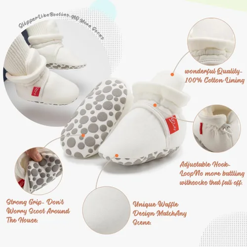 Vista 67 de Botines de forro polar para bebés, niños y niñas, pantuflas antideslizantes con agarre suave, zapatos de calcetín para recién nacidos, cuna