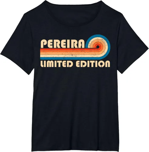 Vista 26 de PEREIRA - Camiseta vintage con apellido retro de los años 80 y 90, Negro