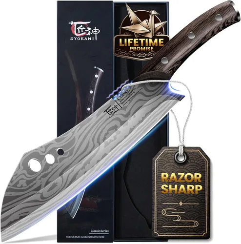 Vista 10 de SYOKAMI Cuchillo de chef con funda, cuchillo de carnicero de 7.7 pulgadas