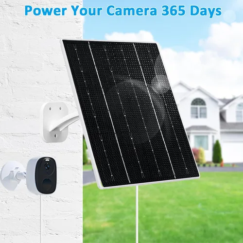 Vista 3 de FUTUREZEN Panel Solar para Cámara de Seguridad, Cargador Solar de 10W con DC 5.5x2.1mm, Puerto USB-C y Micro USB, Resistente al Agua IP66, Montura