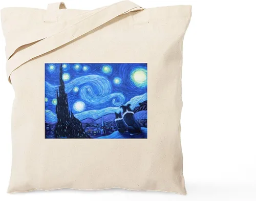Vista 11 de CafePress The Starry Night by Vincent Van Gogh - Bolsa de lona reutilizable de lona beige, Caqui, S
