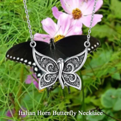 Vista 5 de Collar de cuerno italiano de plata de ley 925 con dije de cuerno italiano, amuleto de protección de buena suerte, joyería para mujeres y hombres
