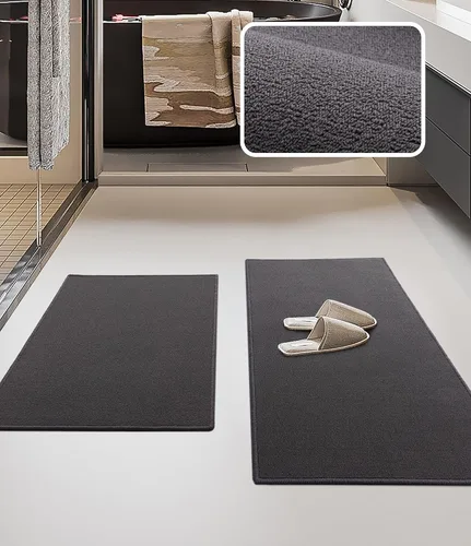 Vista 7 de YIHOUSE Juego de alfombras de baño 2 piezas, tapete de baño ultrafino adecuado para debajo de la puerta, tapete de baño absorbente de secado rápido