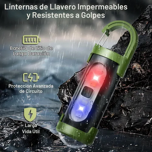 Vista 3 de Paquete de 5 linternas recargables de llavero, mini linternas EDC de alto lumen con 4 modos de luz, mini llavero LED linterna USB para camping