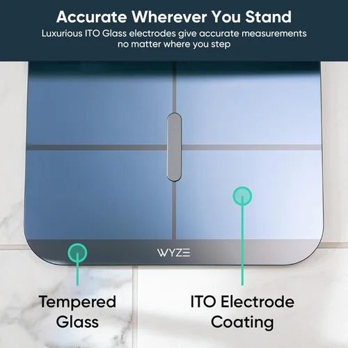 Vista 6 de Wyze Smart Scale X - Báscula digital de baño para peso corporal, IMC, grasa corporal, masa muscular, monitor de frecuencia cardíaca, sincronización