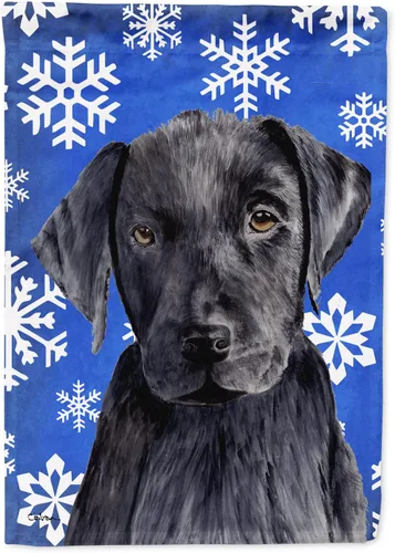 Vista 248 de Caroline's Treasures SC9374GF Bulldog English Snow flakes Holiday Garden Flag Buzón Bandera decorativa para patio exterior, patio, obras de arte