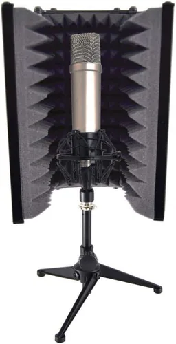 Vista 4 de Pyle PSMRS08 - Pantalla de aislamiento compacto para micrófono, reflector de gomaespuma con amortiguación de sonido de micrófono de estudio.