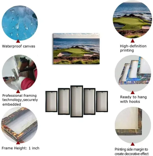 Vista 5 de chenchenArt - Impresiones de campo de golf de la costa de California para pared, lienzo para decoración de pared de campo de golf en EE. UU.