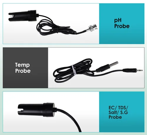 Vista 6 de Probador inteligente de calidad del agua 6 en 1 pH/EC/TDS/Salinidad/S.G y medidor de temperatura con monitor continuo Wi-Fi Medidor de agua de pH