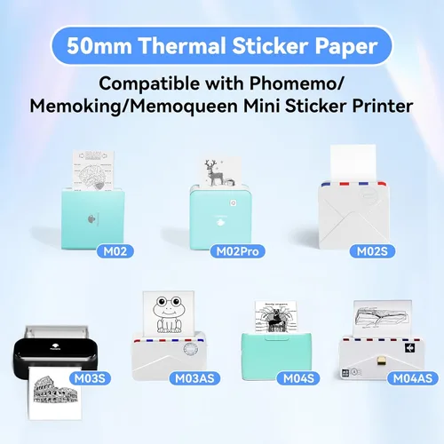 Vista 3 de Phomemo - Papel para impresora térmica autoadhesiva, color blanco, para impresora térmica Bluetooth de bolsillo Phomemo M02/M02 Pro/M03/M02S, 1.969