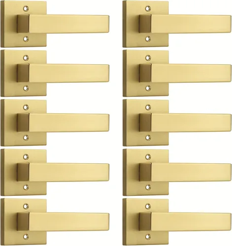 Vista 10 de Probrico - 1 manija inactiva dorada para puerta, moderna, para armario, resistente, para interior, sin giro, reversible para lado derecho e izquierdo