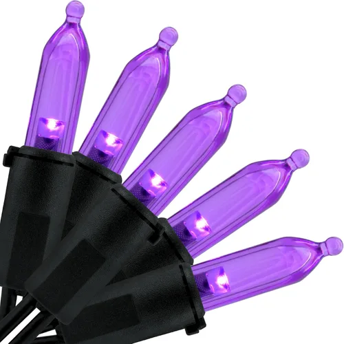 Vista 8 de YULETIME - Luces de Navidad LED púrpuras con cable marrón, 33 pies, 100 unidades, juego de luces de cadena certificadas por UL, calidad comercial