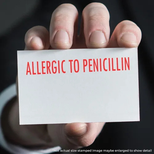 Vista 6 de Sello grande autoentintado alérgico a la penicilina, suministros de oficina médico, hasta 5 K impresiones, reiniciable, fácil de presionar e