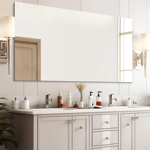 Vista 3 de Espejo Grande de 72" x 36", Espejo de Baño Rectangular Moderno con Borde Pulido Sin Marco, se Cuelga Horizontal o Verticalmente. Espejos de Baño