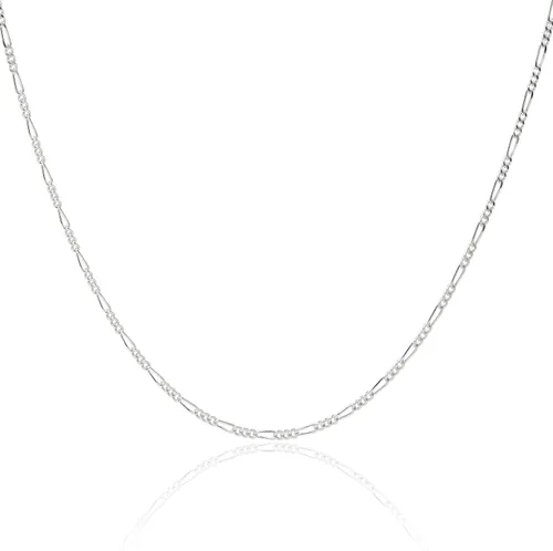 Vista 8 de Cadena de plata fina 925de Figaro de 1,8mm. Collar hacho en Italia para mujer, con cierre de garra1630 pulgadas.