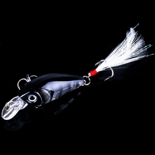 Vista 6 de Paquete de 5 señuelos de pesca Minnow cebo de manivela, señuelos de pesca para lubina, cebo artificial duro, señuelos de pesca Crankbait, ojos 3D