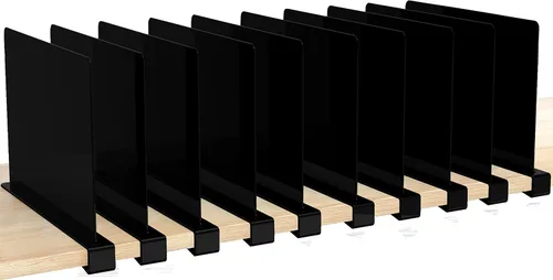 Vista 14 de HBlife 6 separadores de estantes negros, organizador vertical de bolso para armario, perfecto para suéteres, camisas, bolsos en el dormitorio