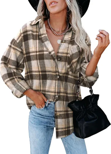 Vista 53 de ZOLUCKY Chaqueta de manga larga con botones para mujer, talla grande, blusas