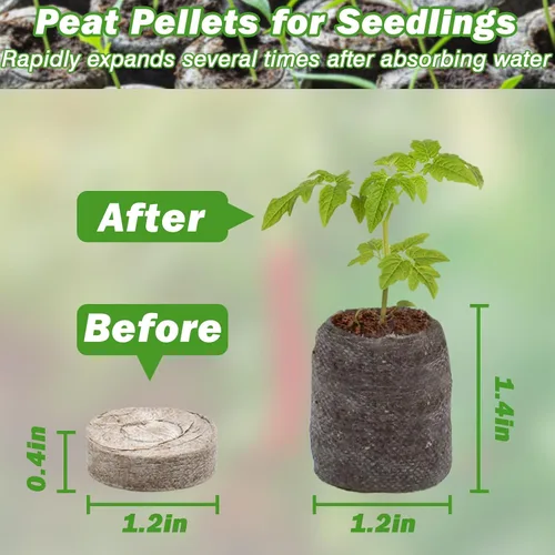 Vista 2 de ZeeDix 55 cápsulas de iniciación de semillas de 1.181 in, pellets de turba comprimida, tierra de inicio de semillas para inicio de semillas, cultivo
